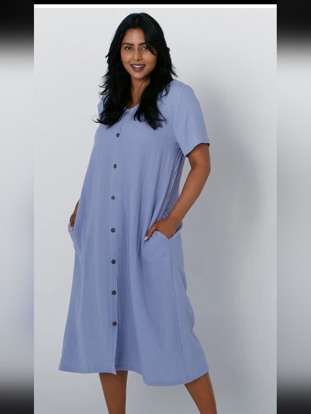 Cuddl Duds French Lavender Button-Front Gauze Maxi Dress New